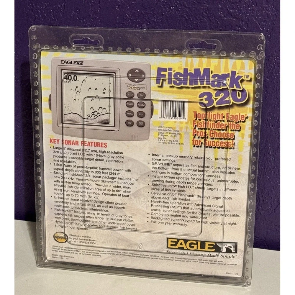 FishMark 320 Fish Finder Sonar System Transducer Complete Kit New Sealed Eagle